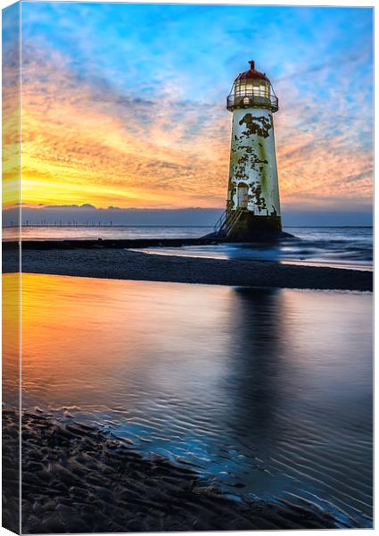 Talacre Lighthouse Sunset Canvas Print by Adrian Evans