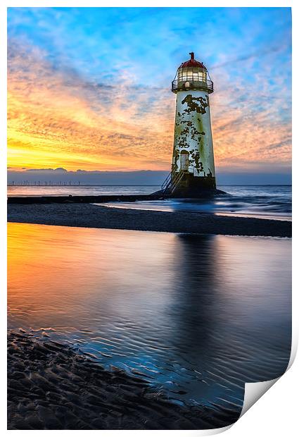 Talacre Lighthouse Sunset Print by Adrian Evans