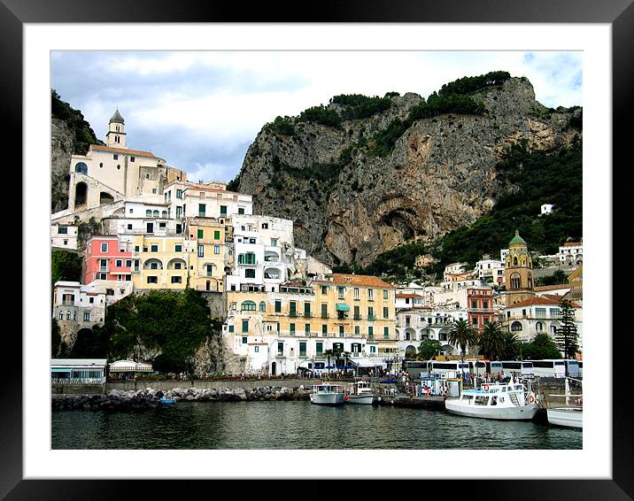 Amalfi in Italy Framed Mounted Print by Linda More