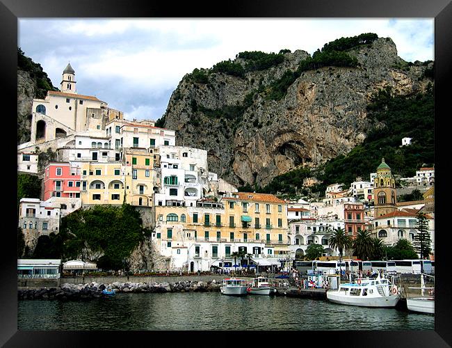 Amalfi in Italy Framed Print by Linda More