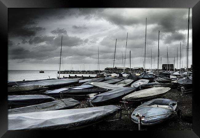 Boats on the beach Framed Print by Wesley Wren