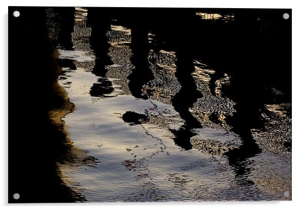 pontoon reflections Acrylic by elisa reece