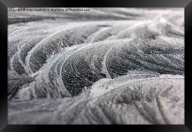 Frosty Ice Patterns on a window Framed Print by andy myatt