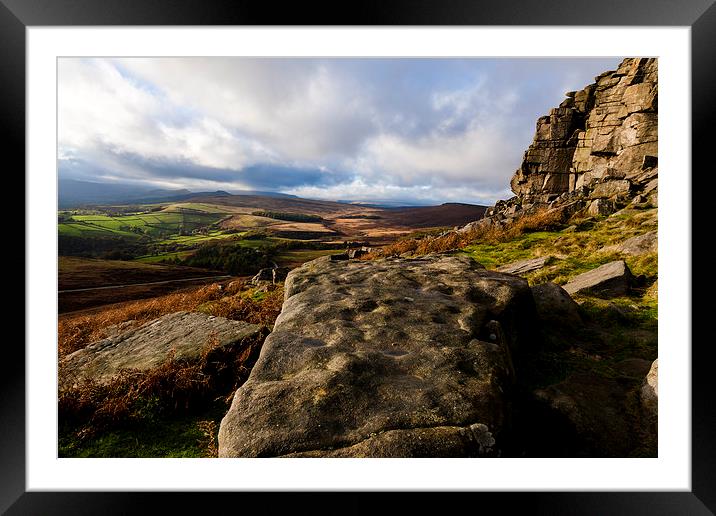 The Peak District Stanage Edge Framed Mounted Print by andy myatt