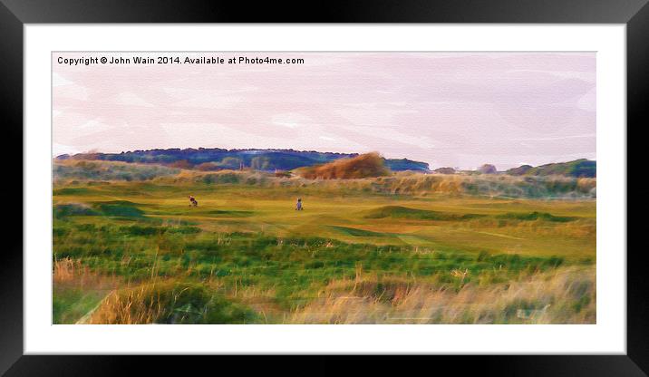West Lancs Golf Club Original Digital Water Colour Framed Mounted Print by John Wain