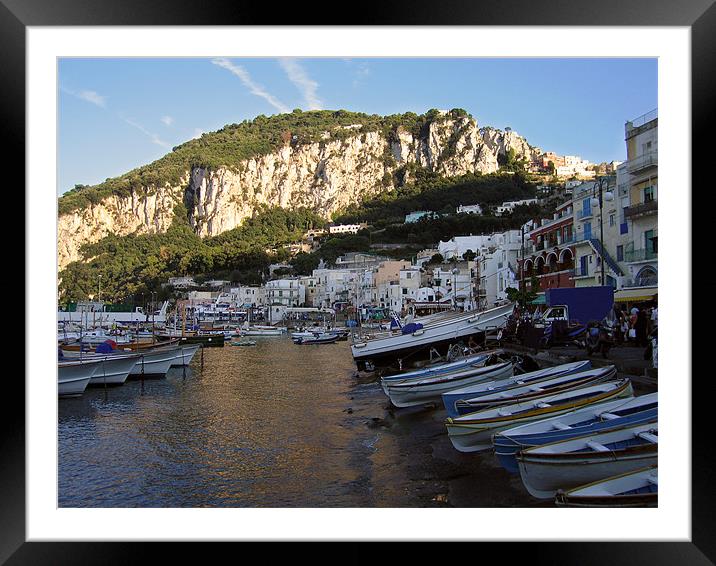 Capri Harbour Italy Framed Mounted Print by Linda More