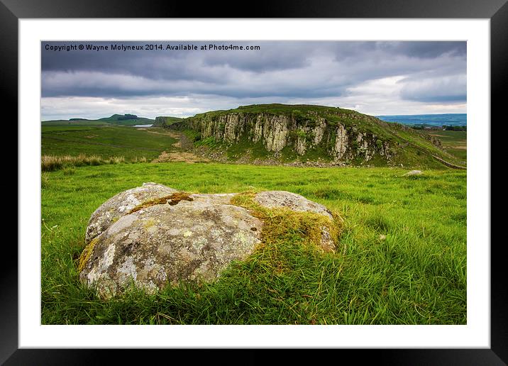 Hadrians Wall & Peel Crags Framed Mounted Print by Wayne Molyneux