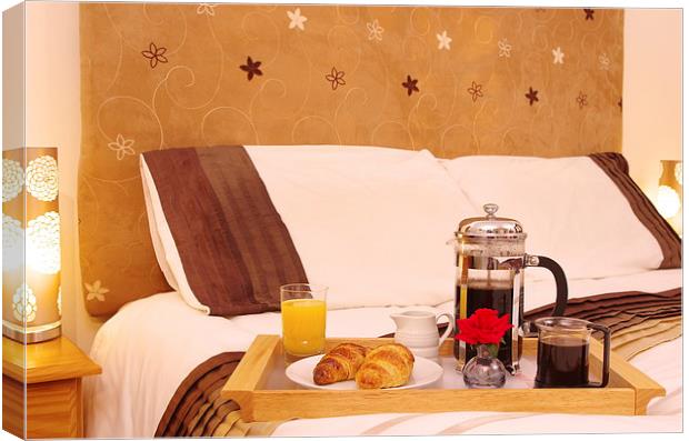 Romantic Continental  Breakfast in Bedroom Canvas Print by Richard Pinder