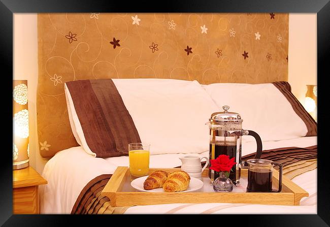 Romantic Continental  Breakfast in Bedroom Framed Print by Richard Pinder
