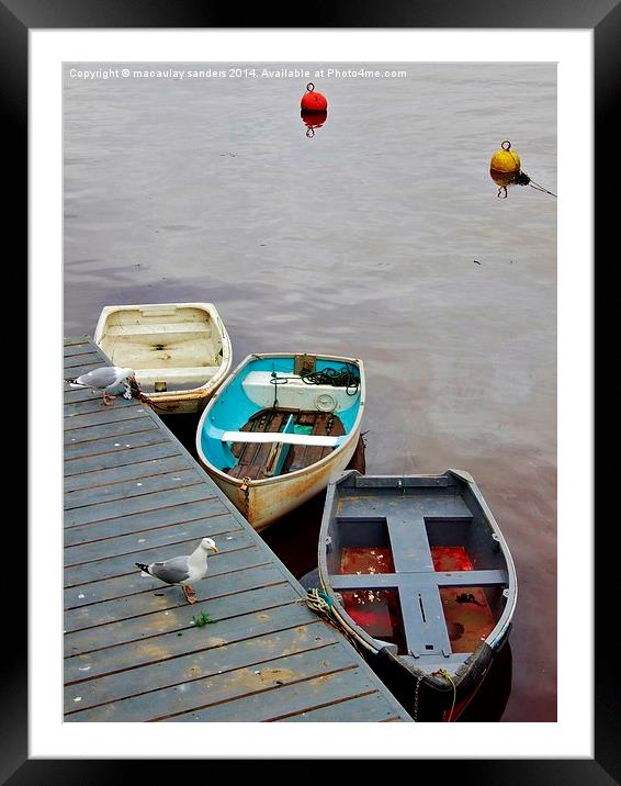 Three little boats Framed Mounted Print by macaulay sanders