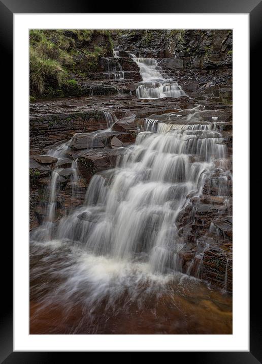 Grindsbrook Clough Waterfall Framed Mounted Print by James Grant
