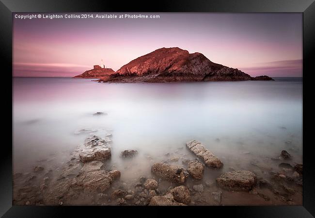 Mumbles lighthouse, Swansea Framed Print by Leighton Collins