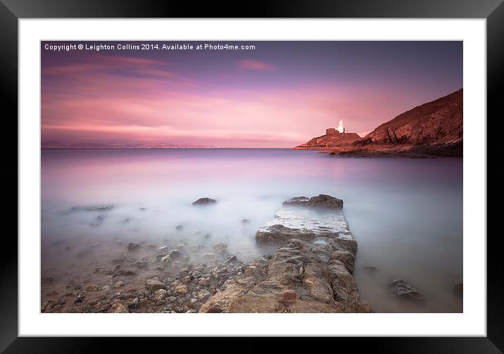 Mumbles lighthouse Swansea Bay Framed Mounted Print by Leighton Collins