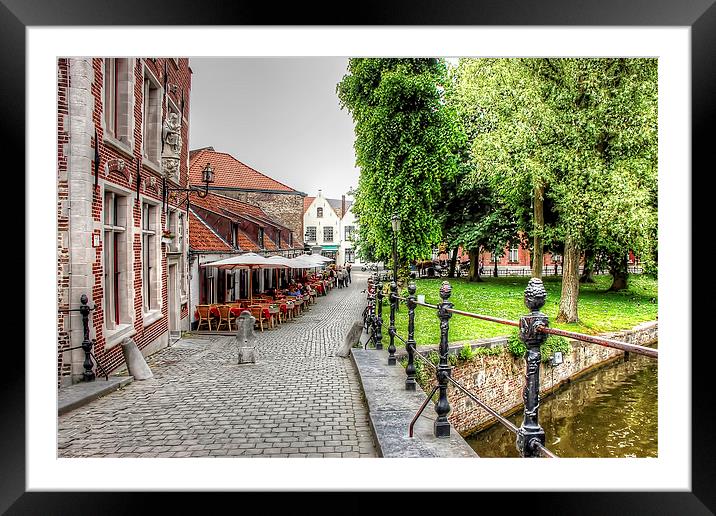 Brugge Street Framed Mounted Print by Valerie Paterson