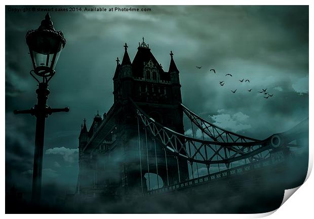 Tower Bridge 1894 Black out Print by stewart oakes