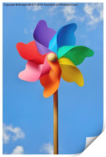 Pinwheel or Windmill Against a Blue Sky Print by Bridget McGill