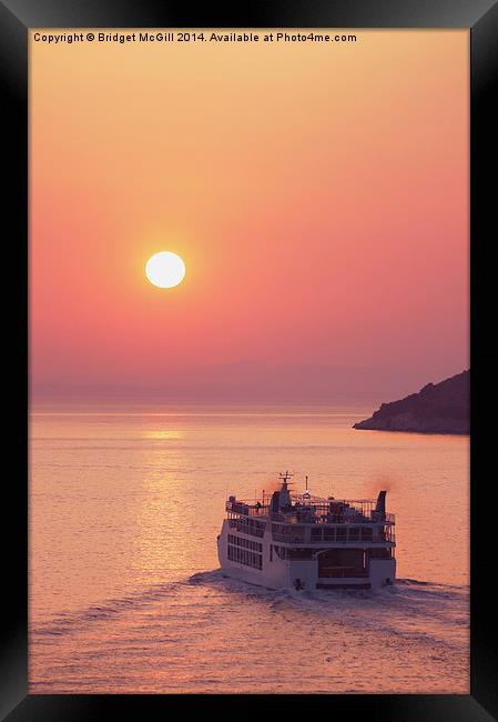 Passenger ferry at sunset Framed Print by Bridget McGill