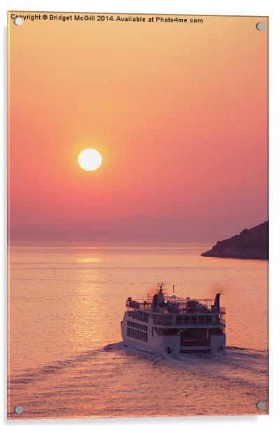 Passenger ferry at sunset Acrylic by Bridget McGill