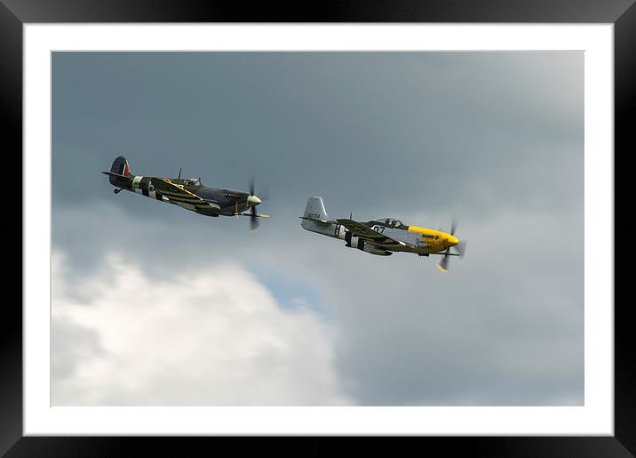 Spitfire and Mustang tail chase Framed Mounted Print by Gary Eason