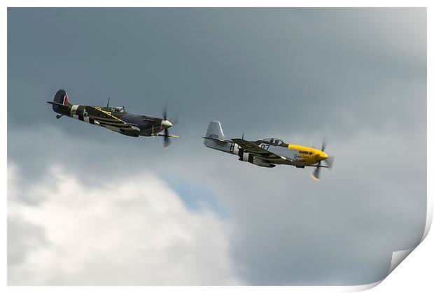 Spitfire and Mustang tail chase Print by Gary Eason
