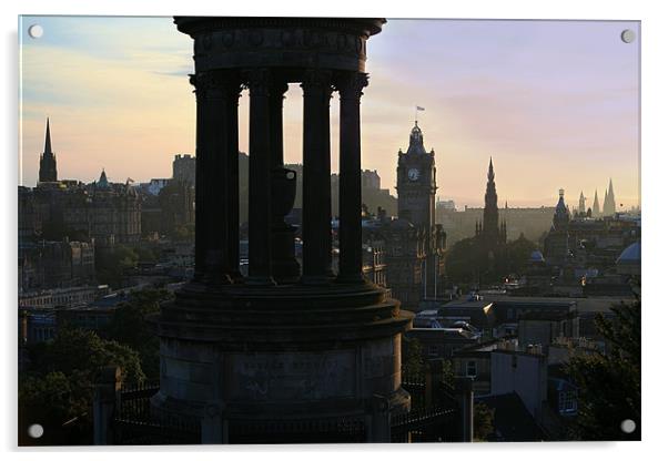Edinburgh at dusk Acrylic by Linda More