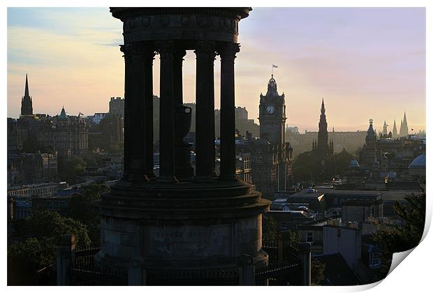 Edinburgh at dusk Print by Linda More