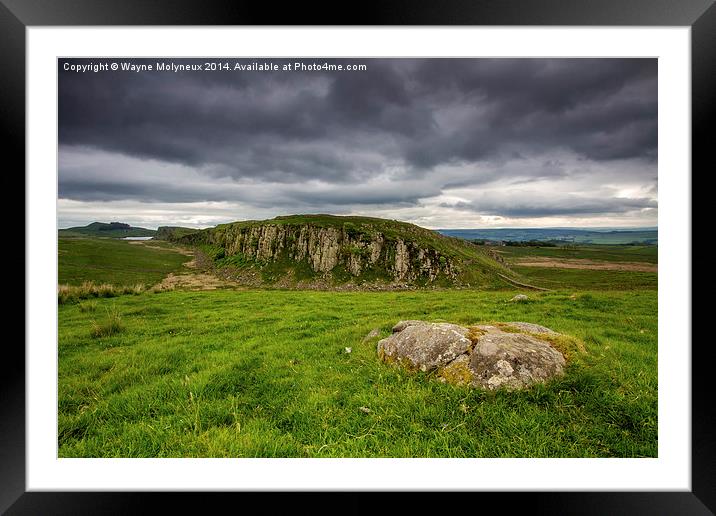 Hadrians Wall & Peel Crags Framed Mounted Print by Wayne Molyneux