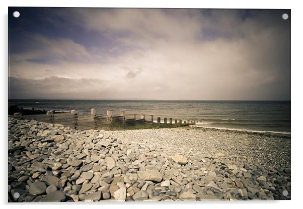 Penmaenmawr Beach Acrylic by Sean Wareing