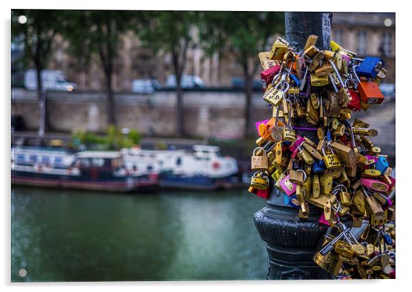 Lovers Locks, Pont des Arts, Paris, France Acrylic by Mark Llewellyn