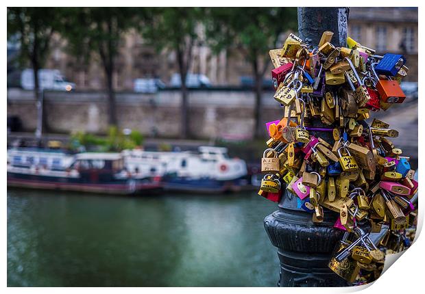 Lovers Locks, Pont des Arts, Paris, France Print by Mark Llewellyn