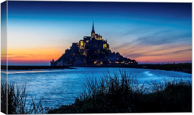 Mont St Michel Sunset, France Canvas Print by Mark Llewellyn