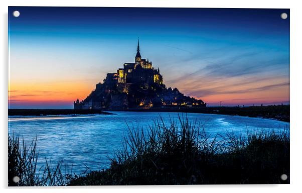 Mont St Michel Sunset, France Acrylic by Mark Llewellyn