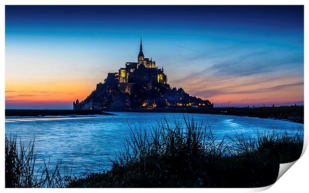 Mont St Michel Sunset, France Print by Mark Llewellyn