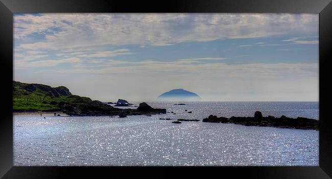 Ailsa Craig in Mist Framed Print by Tom Gomez