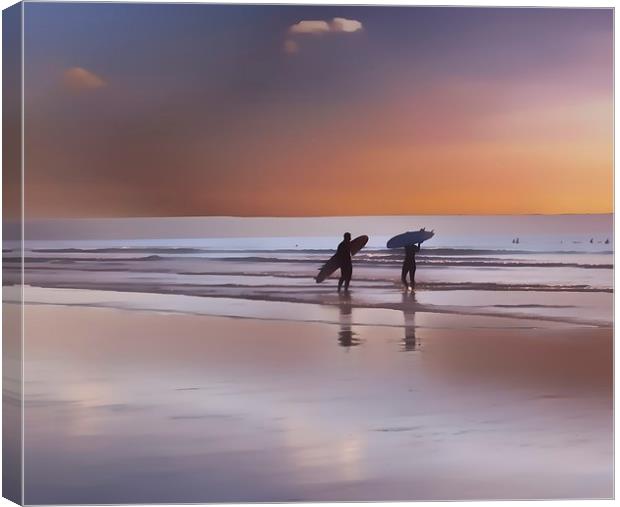 Sunset Surfer Canvas Print by Alexia Miles