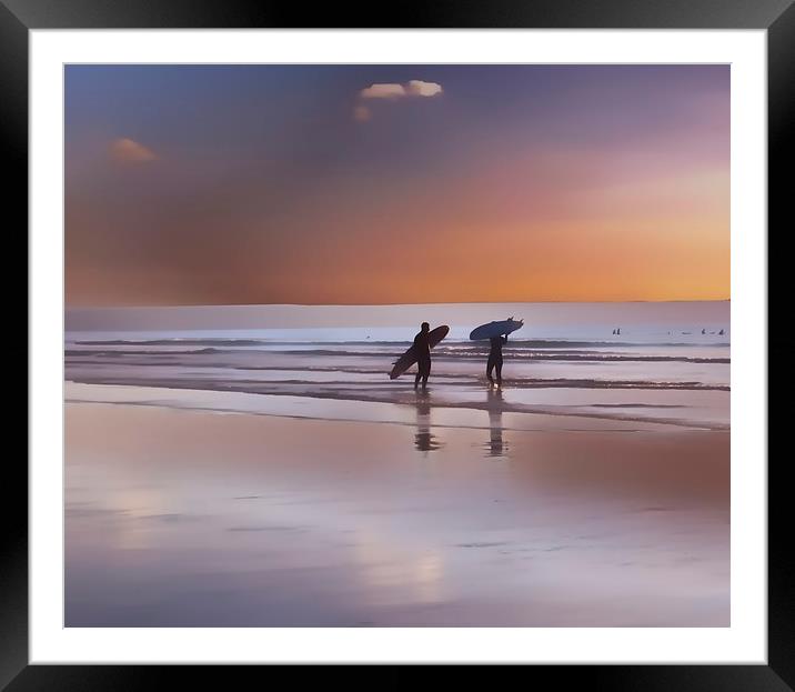Sunset Surfer Framed Mounted Print by Alexia Miles
