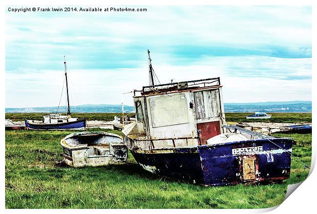 abandoned and worse for wear boats Print by Frank Irwin