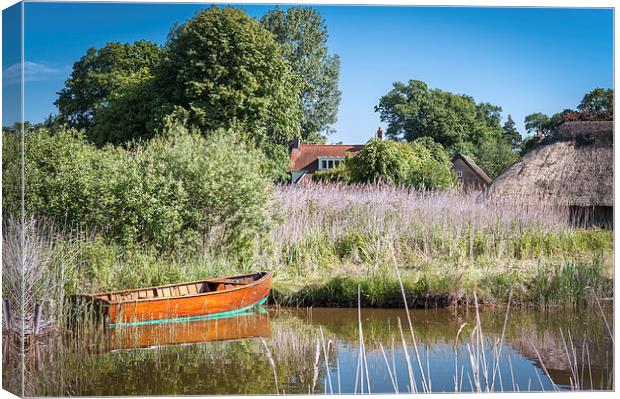 Wooden Dinghy on Hickling Broad Canvas Print by Stephen Mole