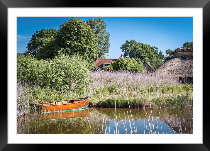Wooden Dinghy on Hickling Broad Framed Mounted Print by Stephen Mole
