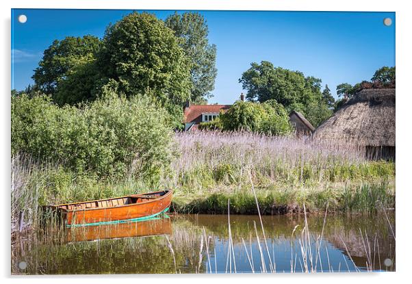 Wooden Dinghy on Hickling Broad Acrylic by Stephen Mole