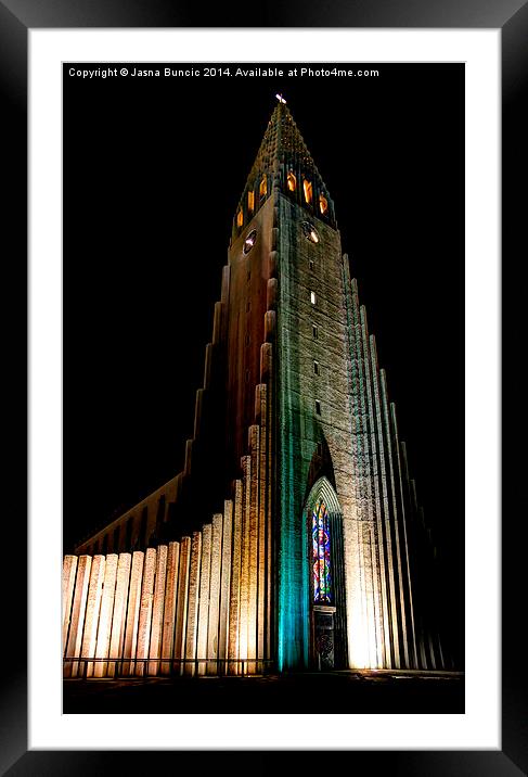 Reykjavik Church At Night Framed Mounted Print by Jasna Buncic