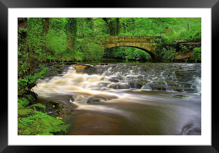 Packhorse Bridge and Waterfalls at Rivelin Framed Mounted Print by Darren Galpin