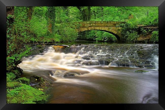 Packhorse Bridge and Waterfalls at Rivelin Framed Print by Darren Galpin