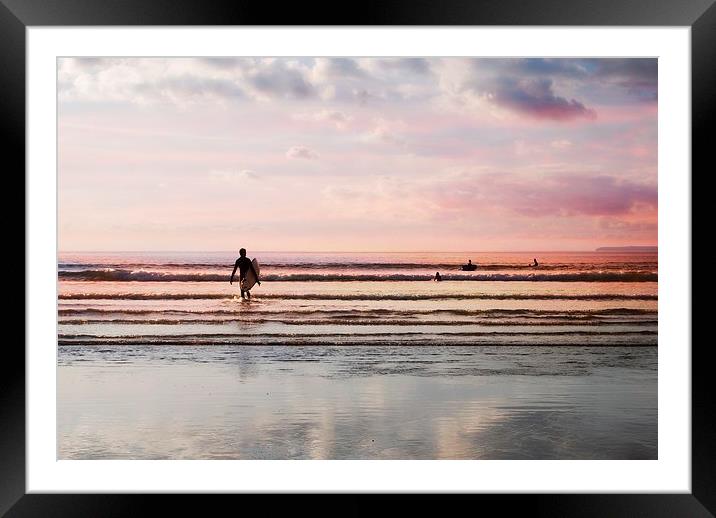 Late Surf Framed Mounted Print by Alexia Miles