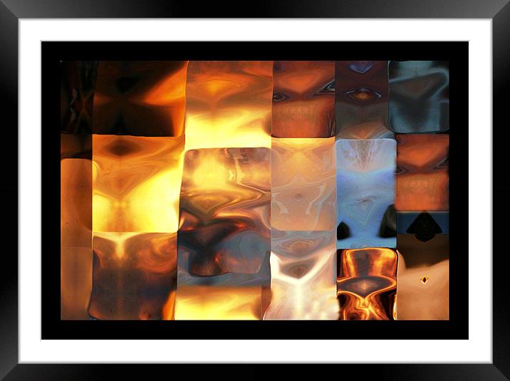 Copper patchwork  2144_53339 Framed Mounted Print by julie williams