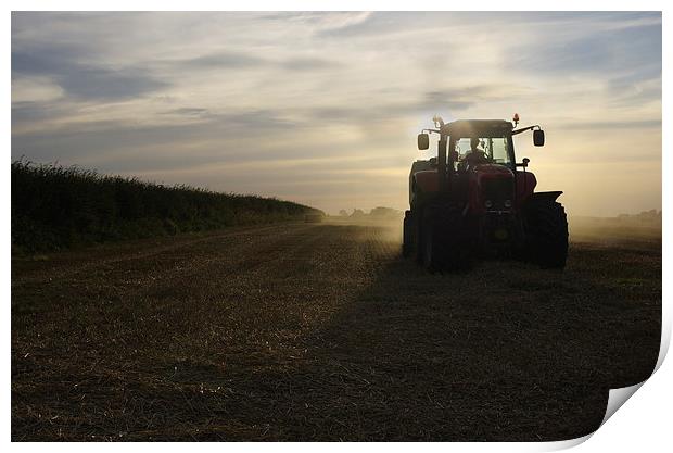 Baling Straw on the East Yorkshire Wolds at Harves Print by Richard Pinder