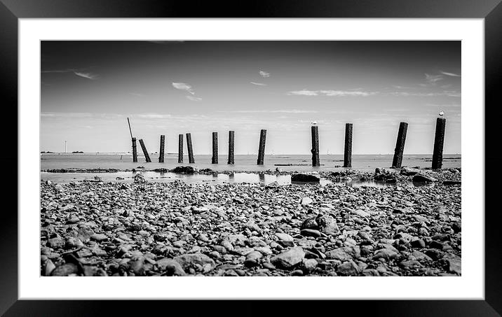 Craggy Post at Low Tide Framed Mounted Print by matthew  mallett