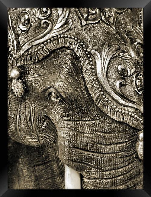carved elephant 2 Framed Print by Heather Newton