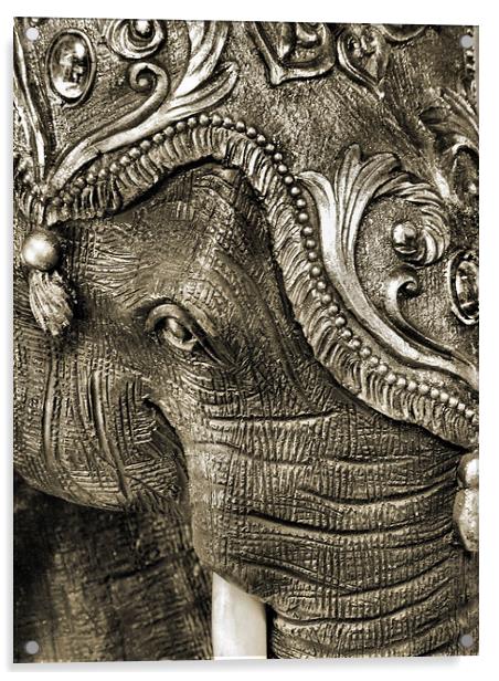 carved elephant 2 Acrylic by Heather Newton