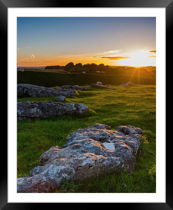 Arbor Low Sunset Framed Mounted Print by Laura Kenny